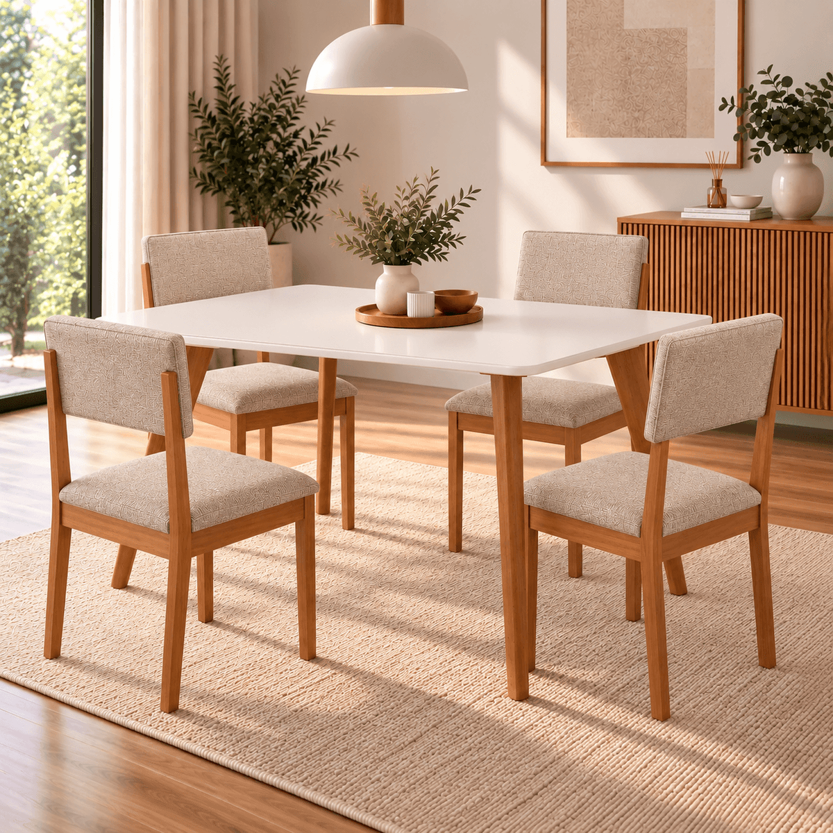 Juego de Comedor Amara 1.30cm con 4 Sillas Selene