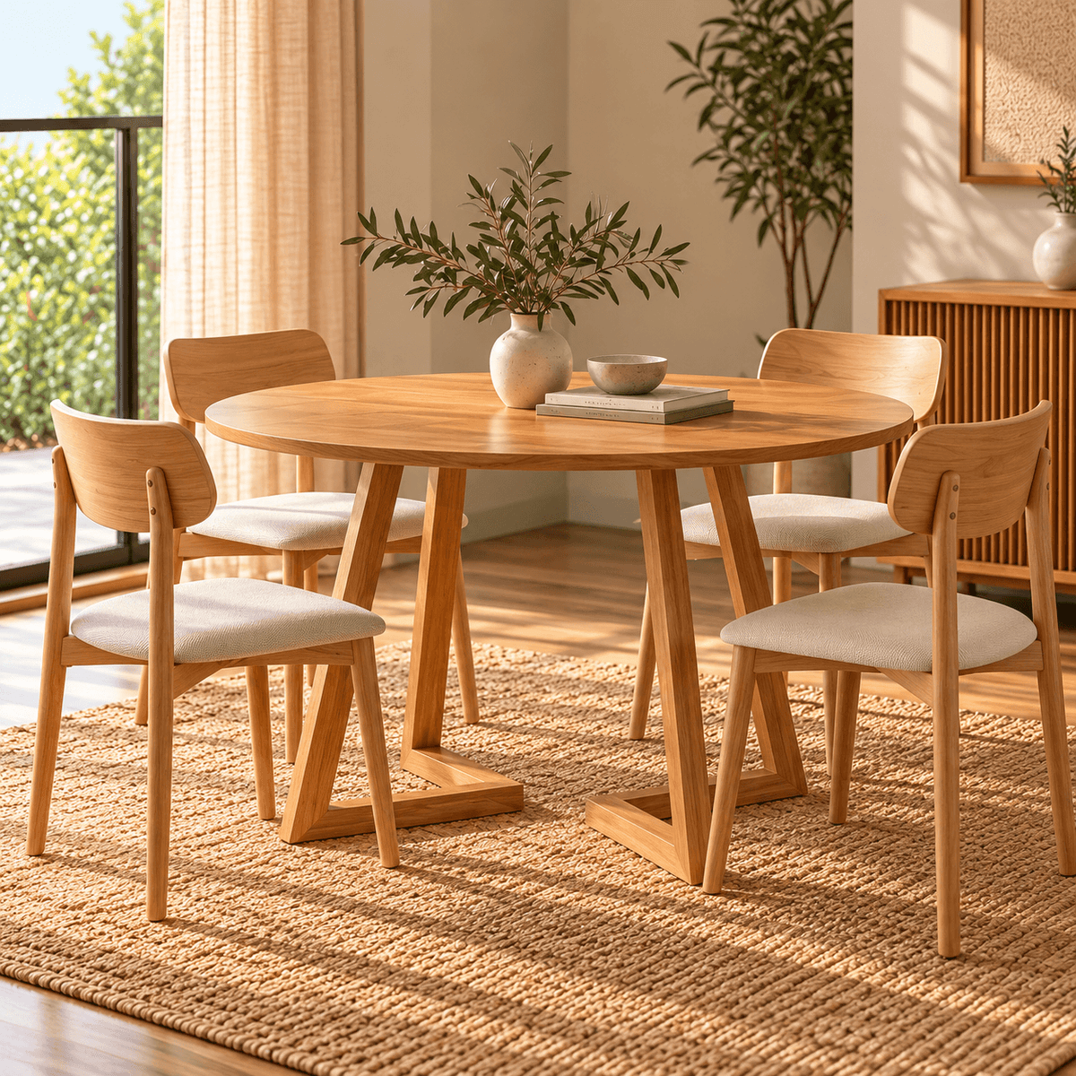 Juego de Comedor Alba 100cm con 4 sillas Dann