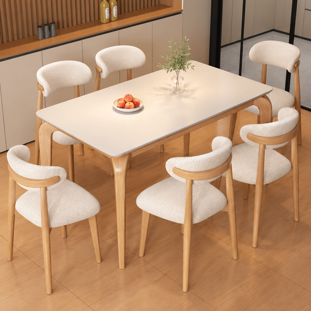 Juego de Comedor Valen 1.60cm con 6 sillas Mia en Lino