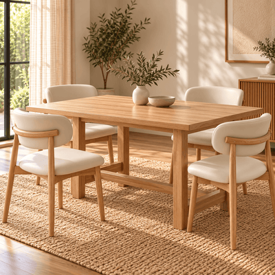 Juego de Comedor 120cm Odin con 4 sillas Mia en Cuerina