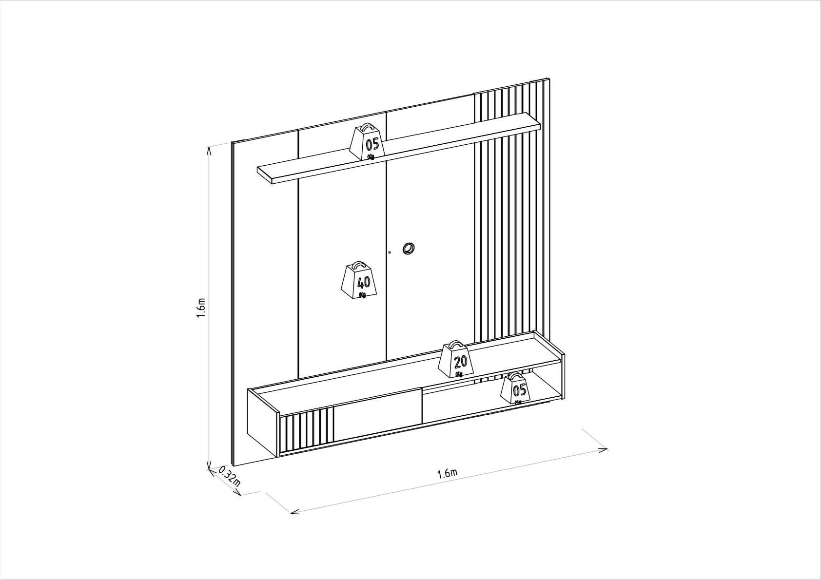 Panel Home Dublin TV 160cm MDF/MDP