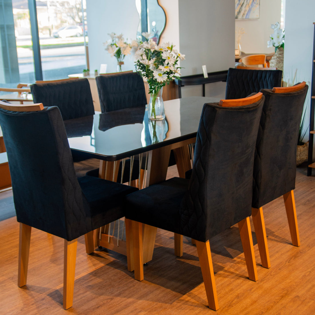 Juego de Comedor Mora con 6 Sillas - Vidrio (Ultima unidad armada)