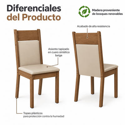 Juego de Comedor Dalena con 4 Sillas - Balton