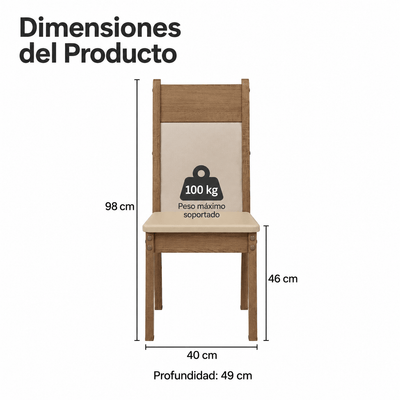 Juego de Comedor Dalena con 4 Sillas - Balton