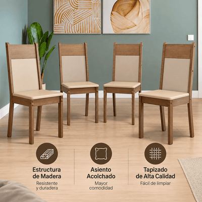 Juego de Comedor Dalena con 4 Sillas - Balton
