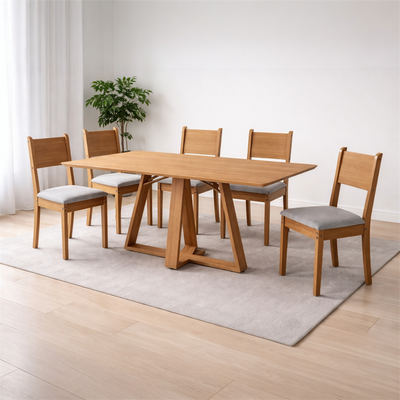 Juego de Comedor Alva 160CM + 6 Sillas Cora
