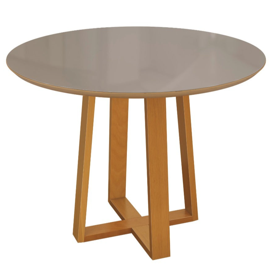 Mesa Elma Redonda 120cm - Madera Maciza y Vidrio Sobrepuesto