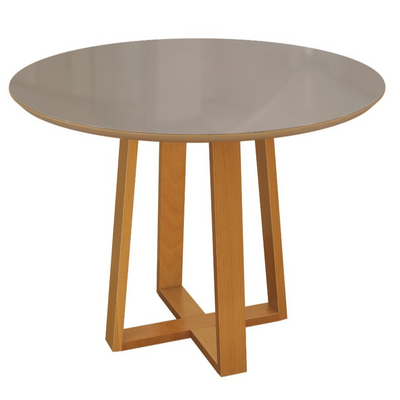 Mesa Elma Redonda 120cm - Madera Maciza y Vidrio Sobrepuesto