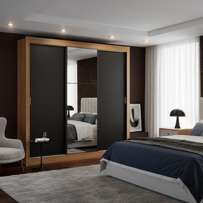 Ropero Placard Matrimonial Monaco Con Espejo 3 Puertas Corredizas 170cm