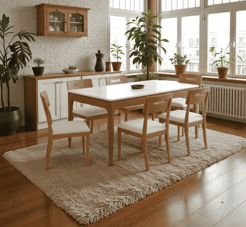 Juego de comedor de 6 Sillas Lila y Mesa de Comedor Mira