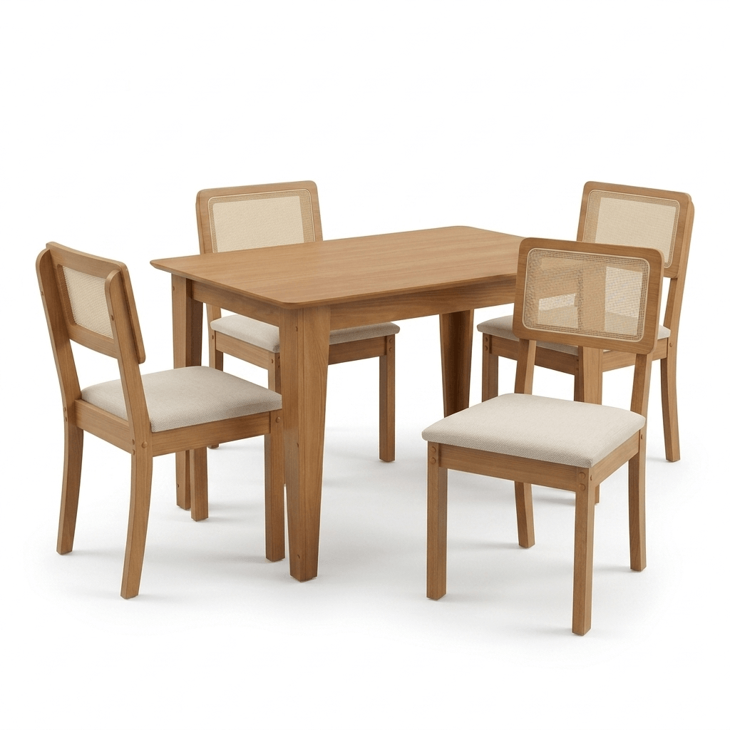 Juego de comedor Melina 120cm con 4 Sillas Ova 100% MDF