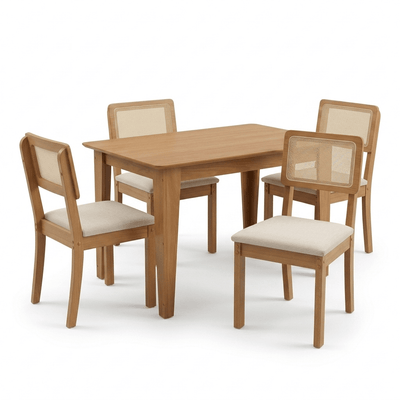 Juego de comedor Melina 120cm con 4 Sillas Ova 100% MDF