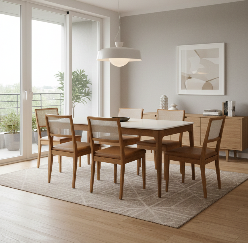 Juego de comedor de 6 Sillas Lola y Mesa de Comedor Mira