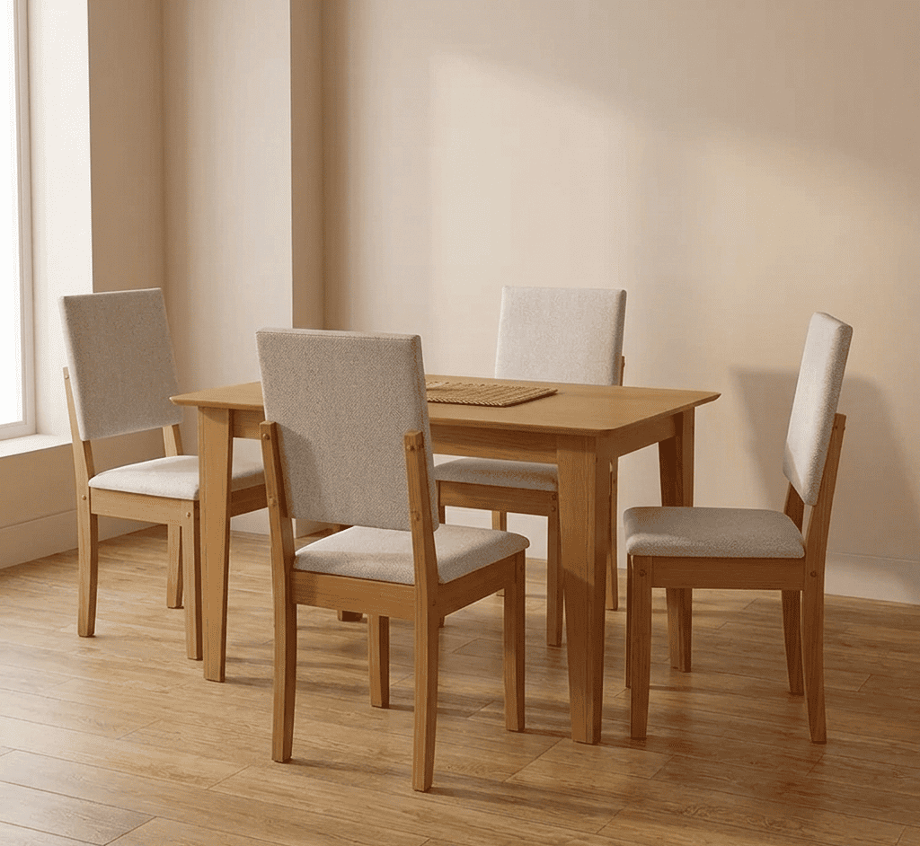 Juego de comedor Melina de 120cm/160cm con 4/6 Sillas Luna