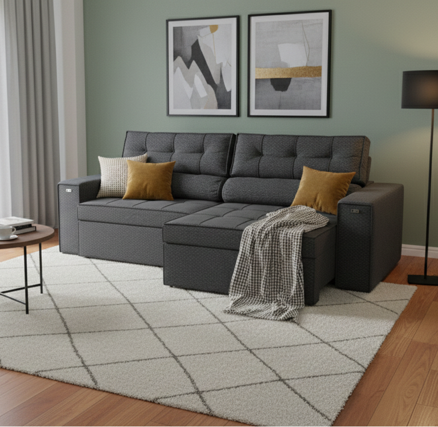 SOFA LANUS ARENA 2.70CM RETRACTIL RECLINABLE