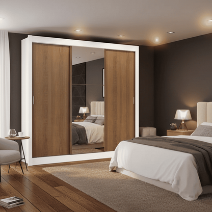 Ropero Placard Matrimonial Monaco Con Espejo 3 Puertas Corredizas 170cm