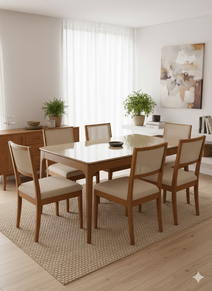 Juego de Comedor Freijo/Bronce Lomira con 6 sillas
