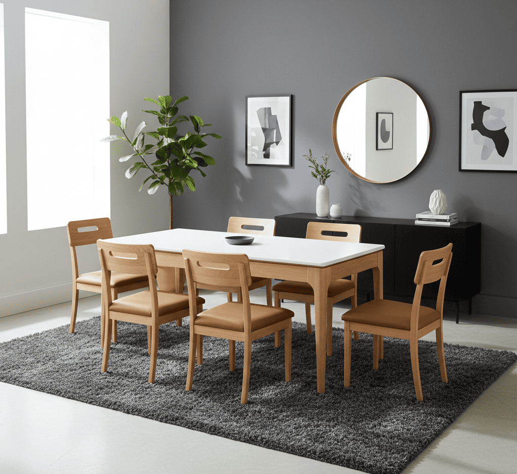 Juego de comedor de 6 Sillas Lila y Mesa de Comedor Mira