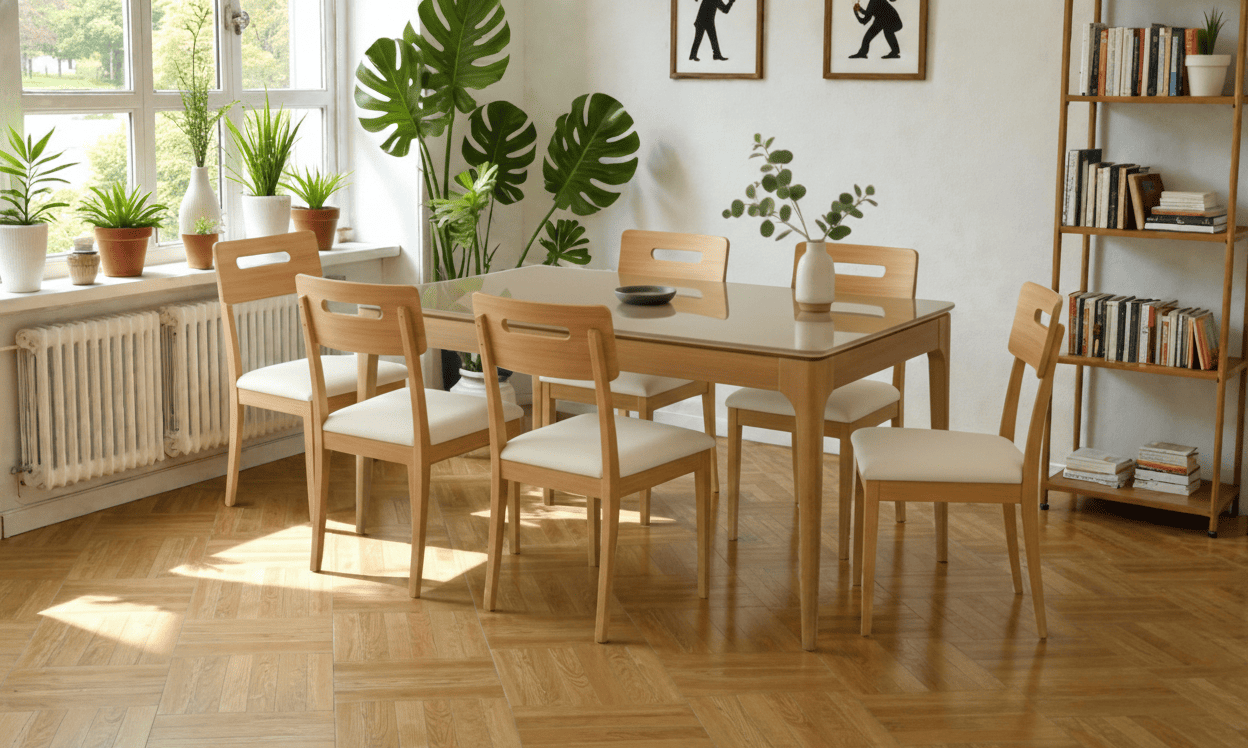 Juego de comedor de 6 Sillas Lila y Mesa de Comedor Mira