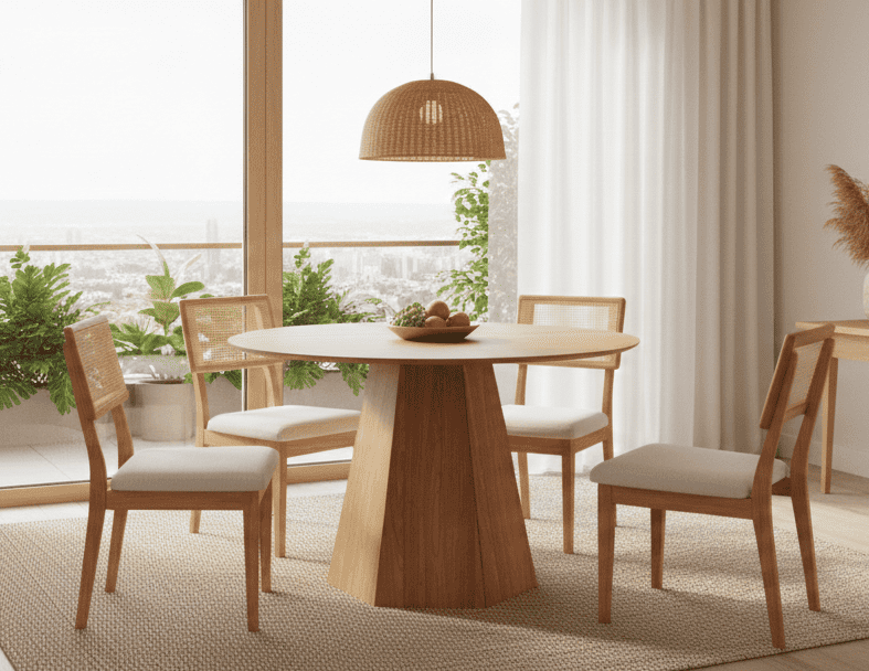 Juego de comedor Milano - 4 Sillas Tapa Ratan 100% MDF