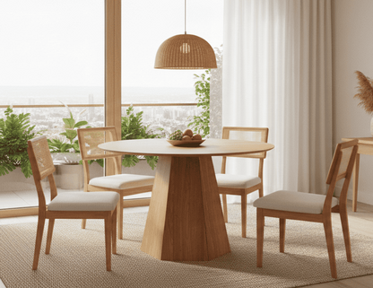 Juego de comedor Milano - 4 Sillas Tapa Ratan 100% MDF