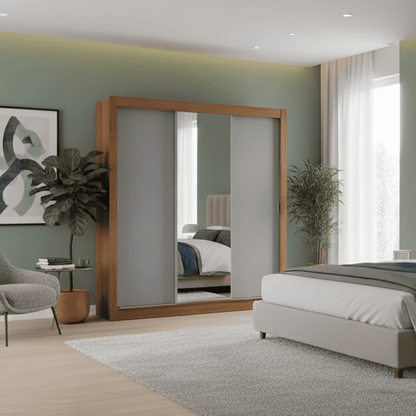 Ropero Placard Matrimonial Monaco Con Espejo 3 Puertas Corredizas 170cm