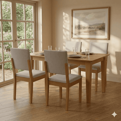 Juego de comedor Melina de 120cm/160cm con 4/6 Sillas Luna