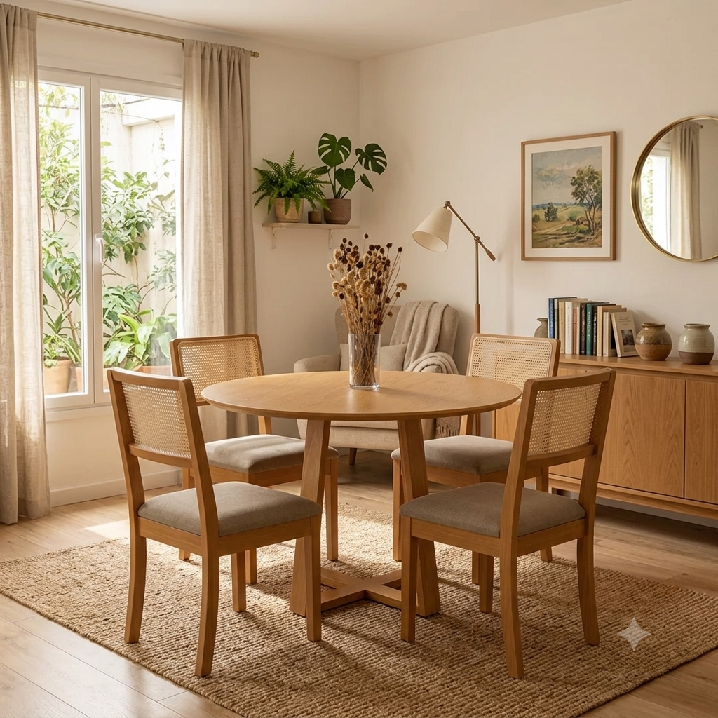 Juego de Comedor Asia Redonda con 4 Sillas Lola