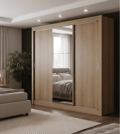 Ropero Placard Matrimonial Monaco Con Espejo 3 Puertas Corredizas 170cm