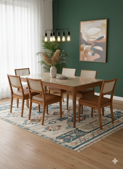 Juego de Comedor Freijo/Bronce Lomira con 6 sillas