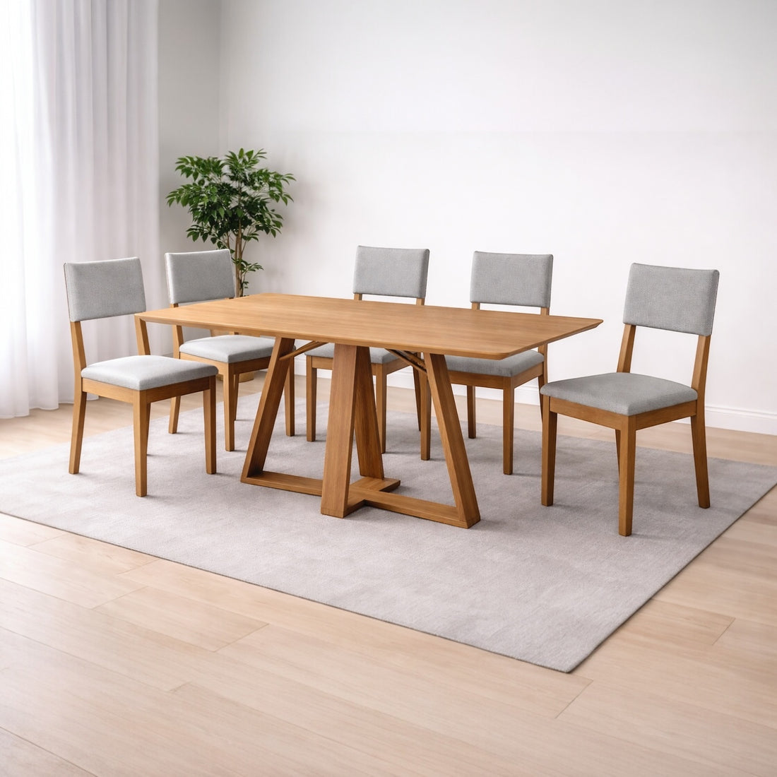 Juego de comedor Alva 160CM + 6 Sillas Luna