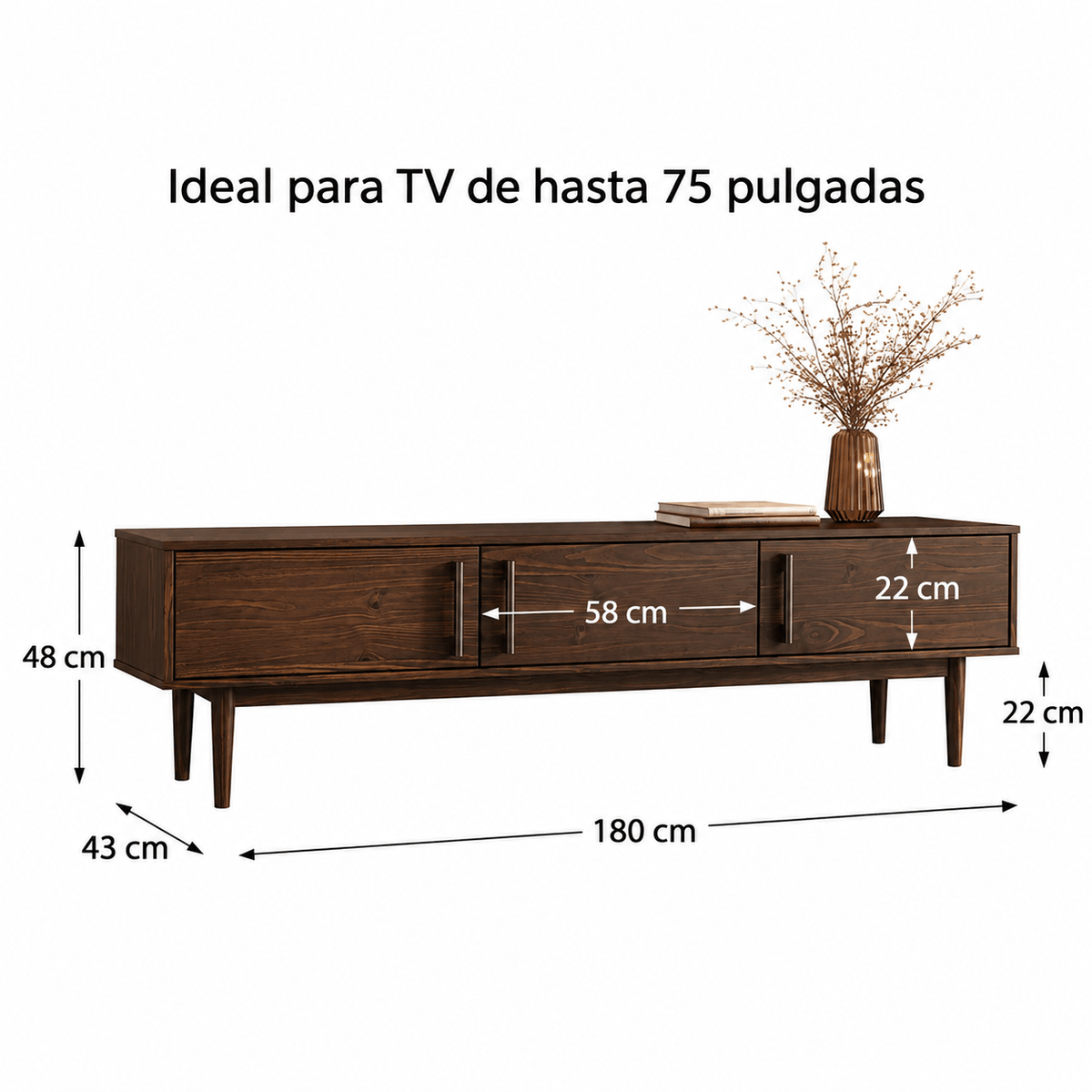 Rack TV 180CM Trega - Madera Maciza