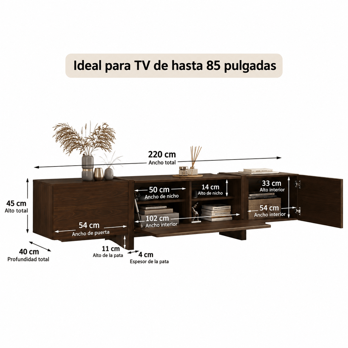 Rack tv Lesly 220CM - Madera Maciza