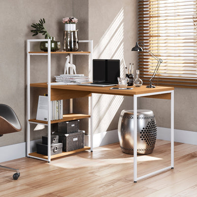 MESA DE ESCRITORIO CON ESTANTERIA LINEA INDUSTRIAL HIERRO - BALTON HOGAR