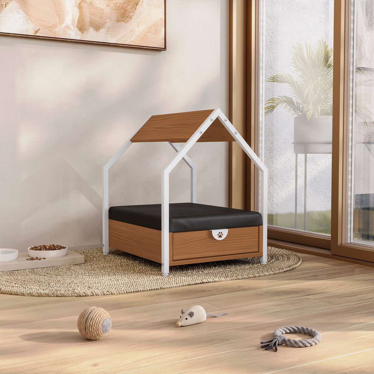 Casita para mascotas con cama y cajón - Linea Industrial