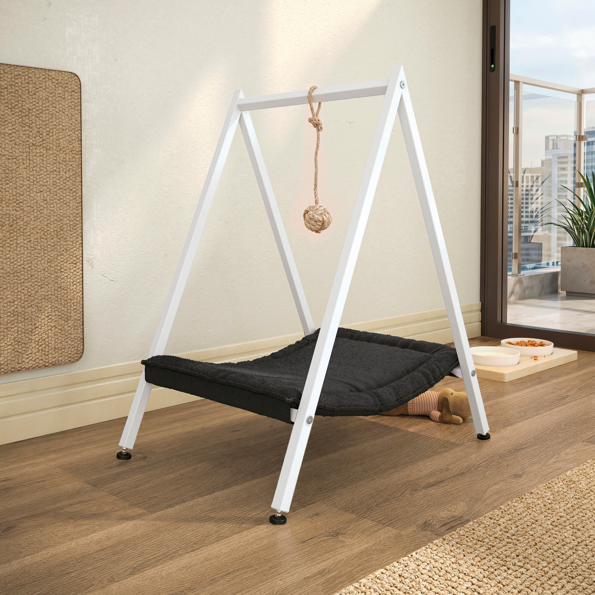CAMA HAMACA PARA MASCOTAS CON SOPORTE PARA JUGUETE LÍNEA INDUSTRIAL