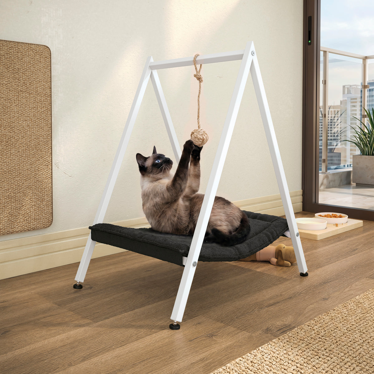 CAMA HAMACA PARA MASCOTAS CON SOPORTE PARA JUGUETE LÍNEA INDUSTRIAL
