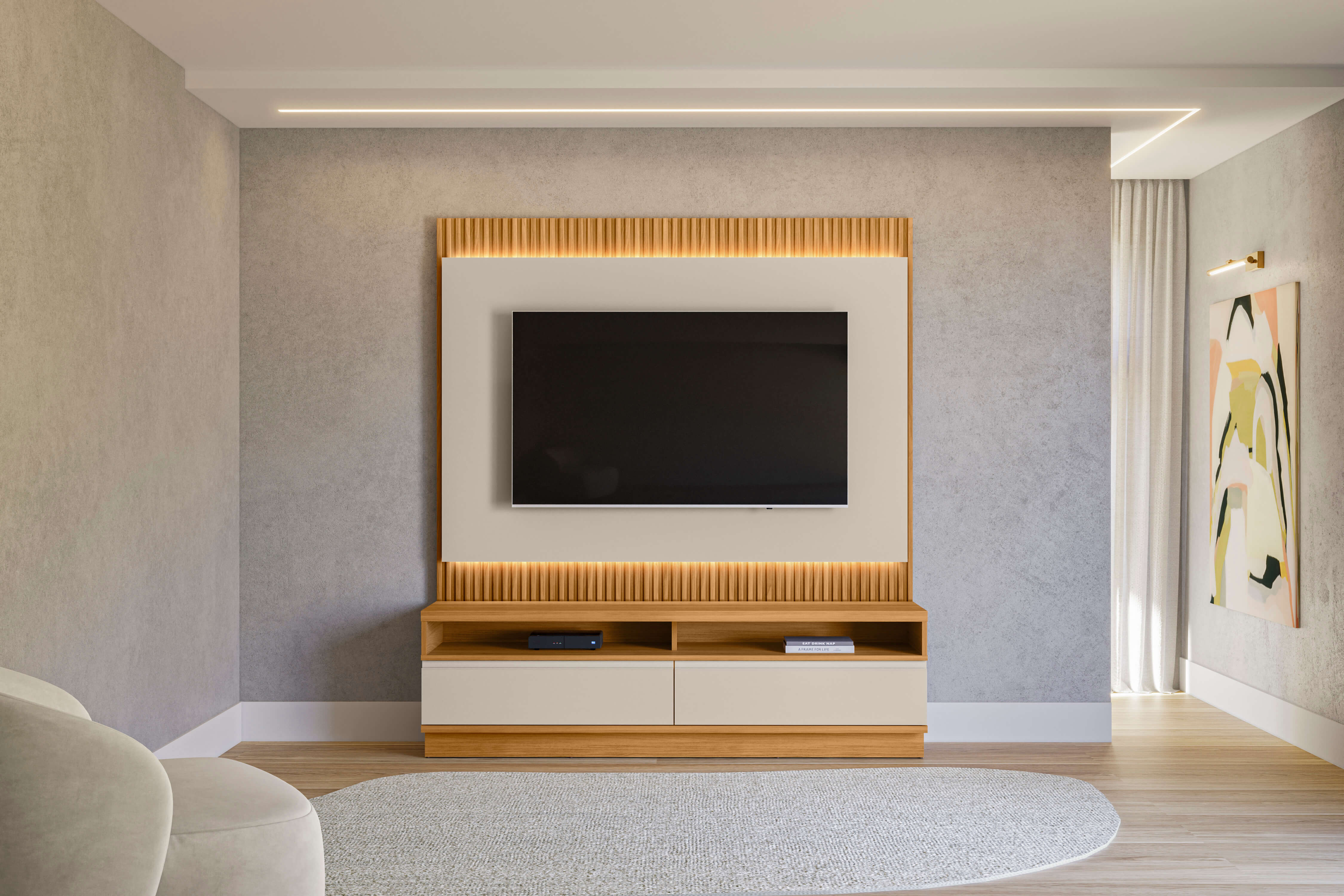 Rack con Panel Modular Sao Paulo 180cm con Led MDF/MDP