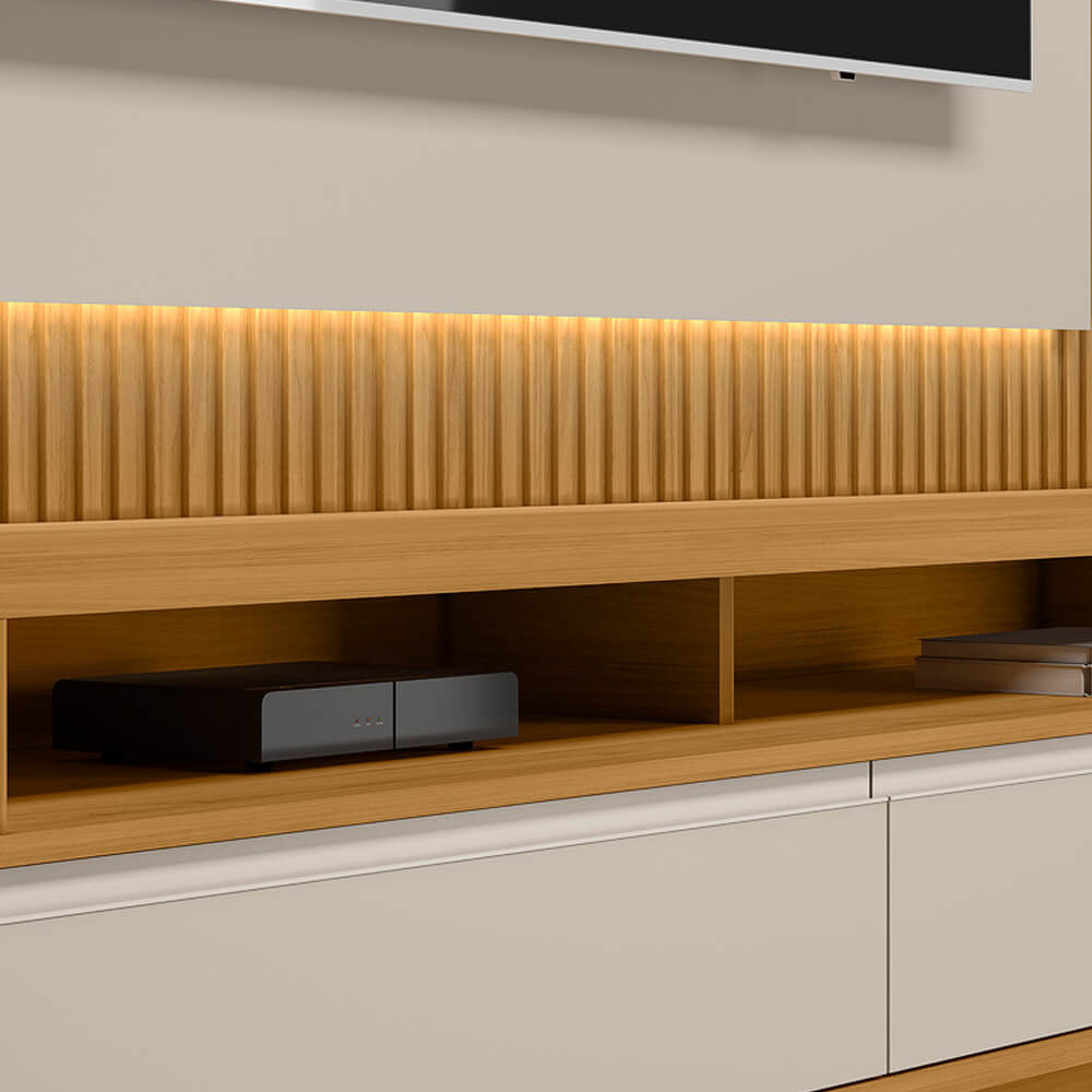 Rack con Panel Modular Sao Paulo 180cm con Led MDF/MDP