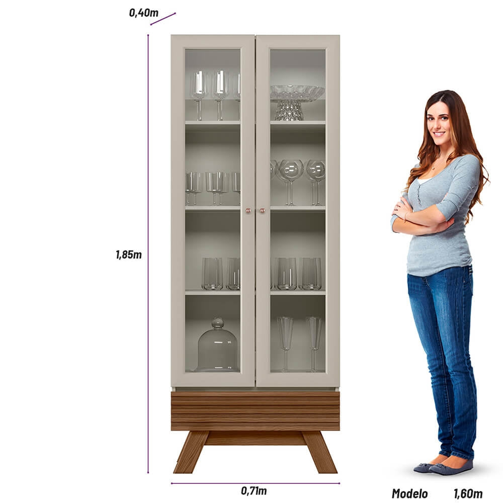 Cristalera Buffet/Aparador Marsela 71cm Puertas de vidrio