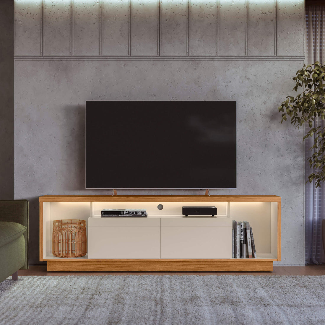 Rack tv Sala Cronos 180cm con tira Led MDF/MDP