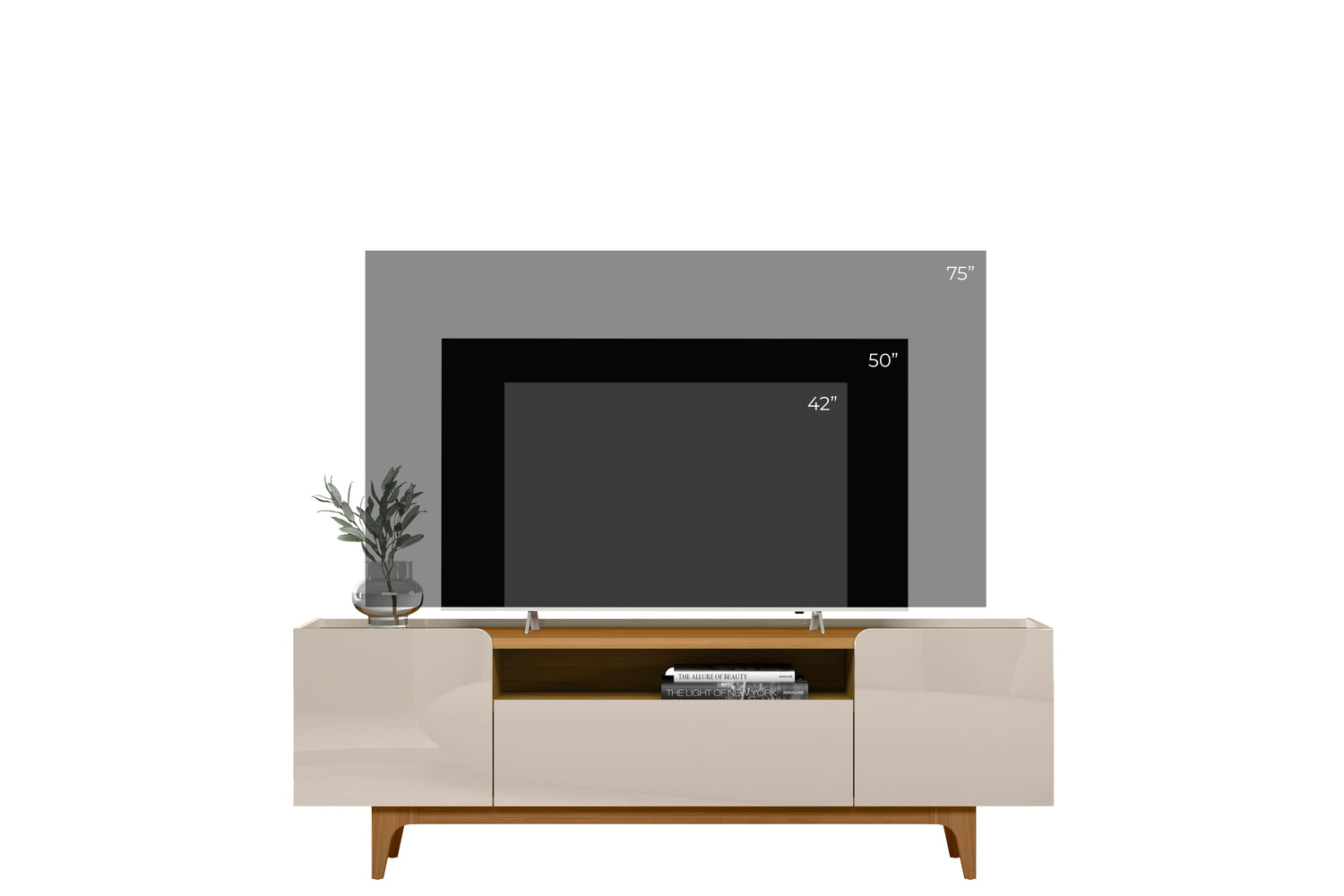 Rack para tv Orlando 180cm Patas en madera maciza