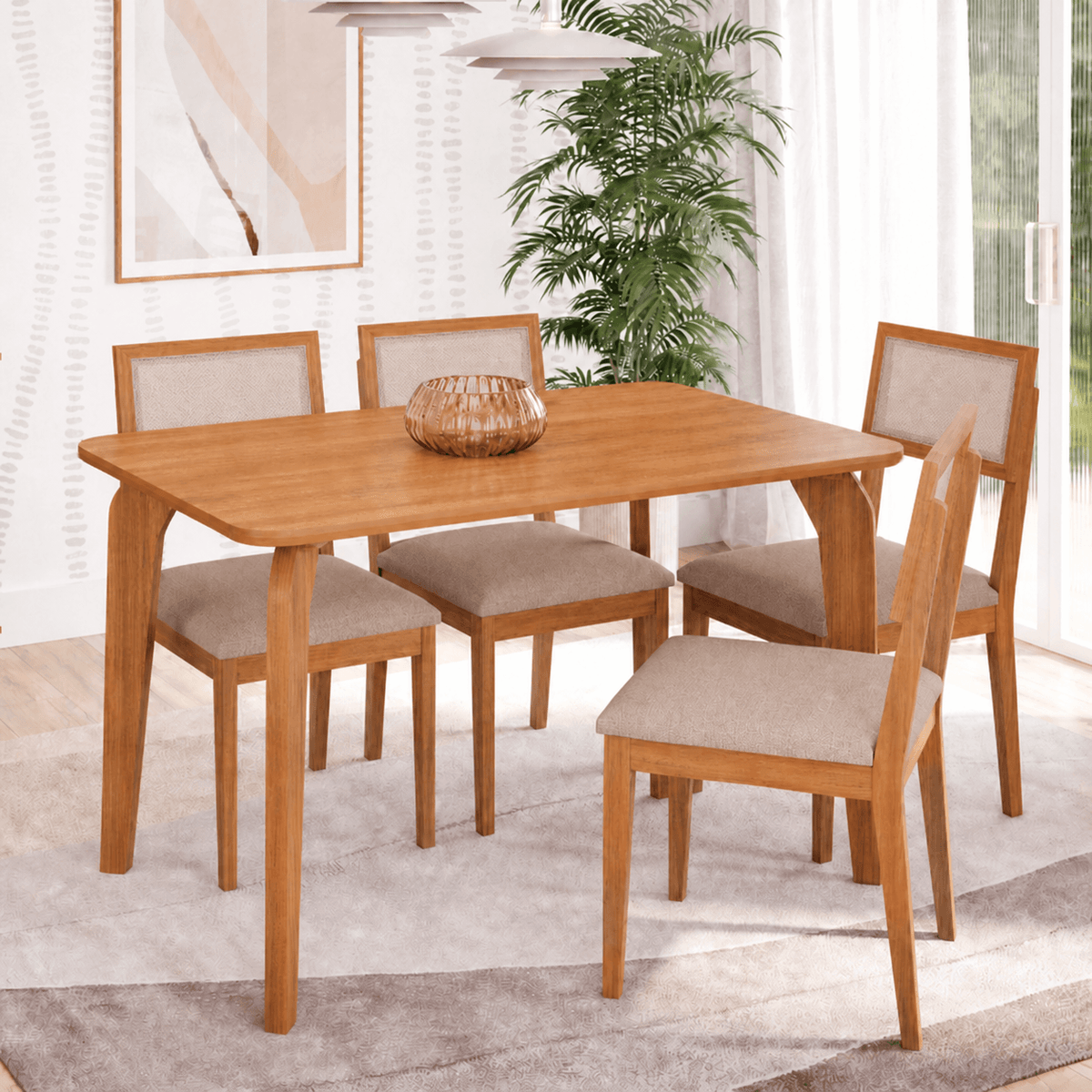 Juego de Comedor Prado 1.30cm con 4 Sillas Enara