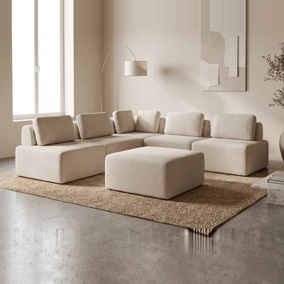 Sofa Modular Florencia Esquinero - 4 Asientos + 1 Puff + 1 Esquinero