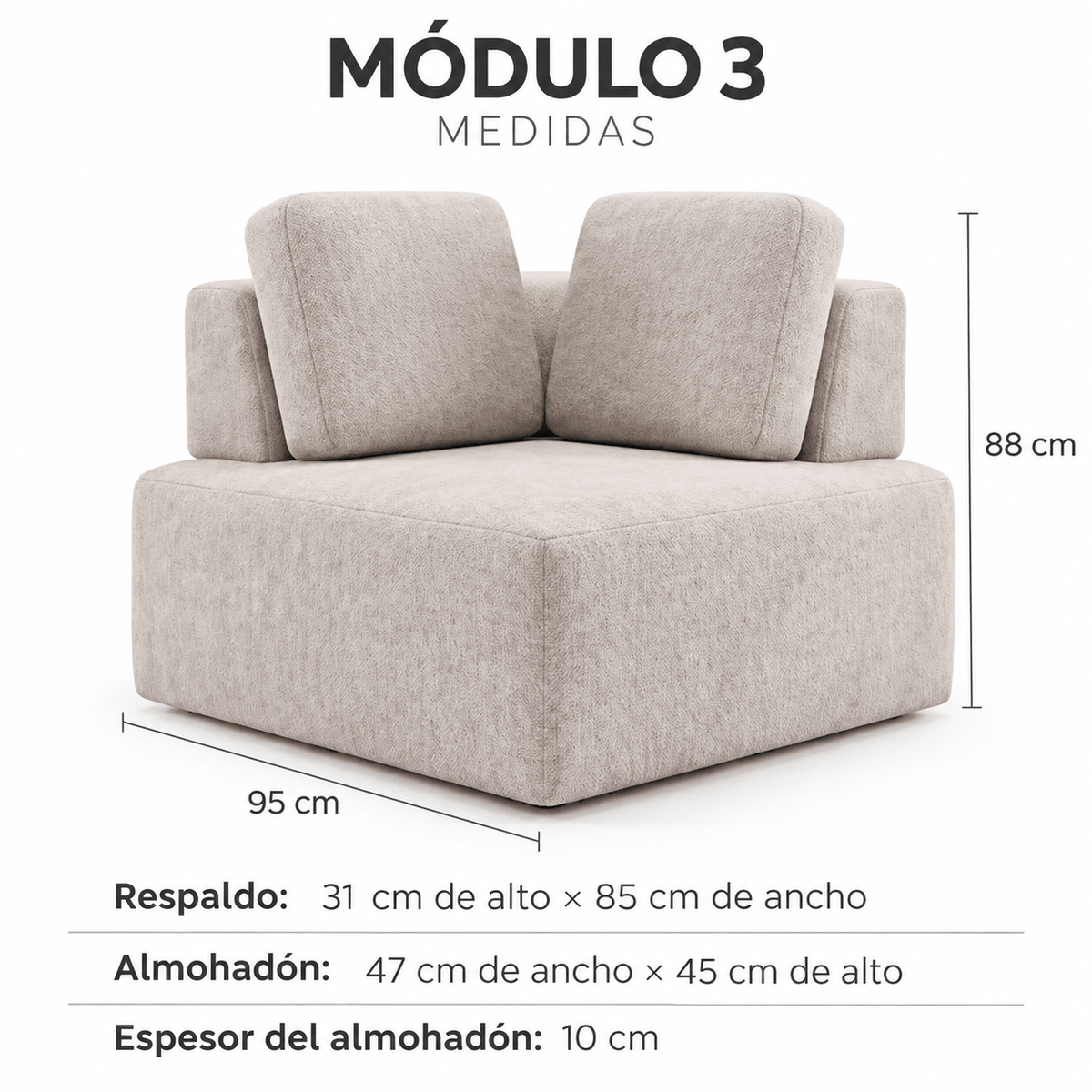 Sofa Modular Florencia - Modulo 3 Esquinero
