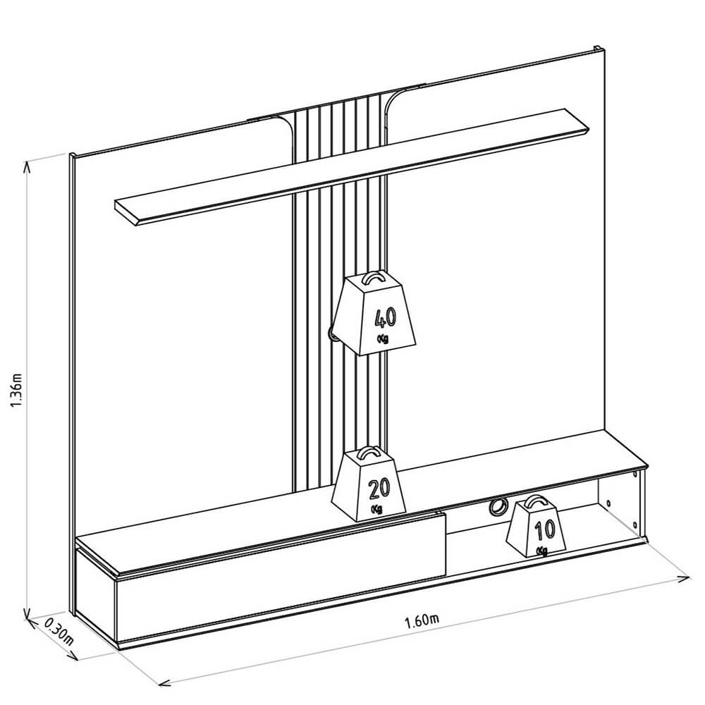 Panel Home para TV Lugano 182 MDF/MDP