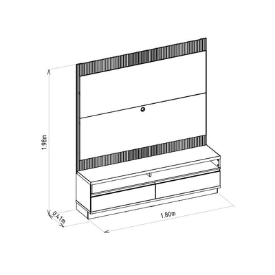 Rack con Panel Modular Sao Paulo 180cm con Led MDF/MDP