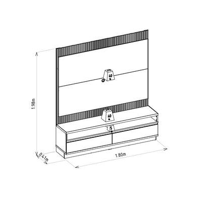 Rack con Panel Modular Sao Paulo 180cm con Led MDF/MDP