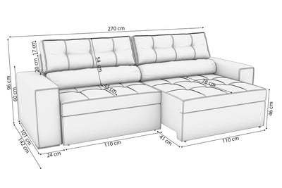 SOFA LANUS ARENA 2.70CM RETRACTIL RECLINABLE
