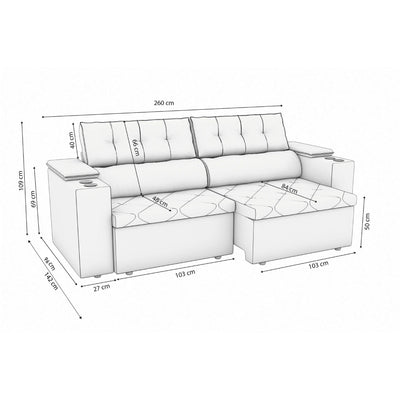 Sofa Otto 260CM - Retractil/Reclinable
